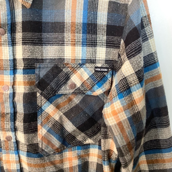 Volcom Fader Plaid Long Sleeve Snap Front Plaid Flannel Shirt - M - Picture 4 of 8